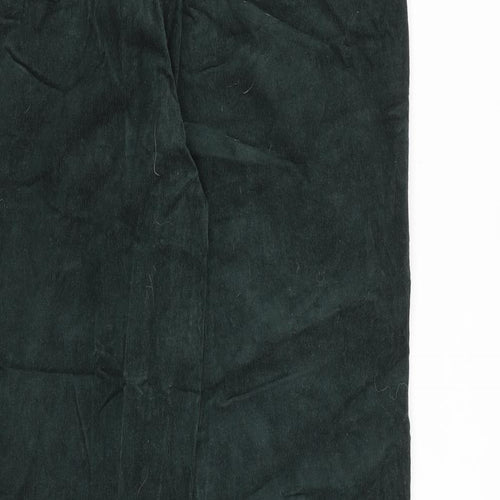 Marks and Spencer Womens Green Cotton Trousers Size 14 L30 in Regular Zip