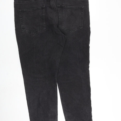 Easy Mens Grey Cotton Straight Jeans Size 38 in L27 in Regular Zip