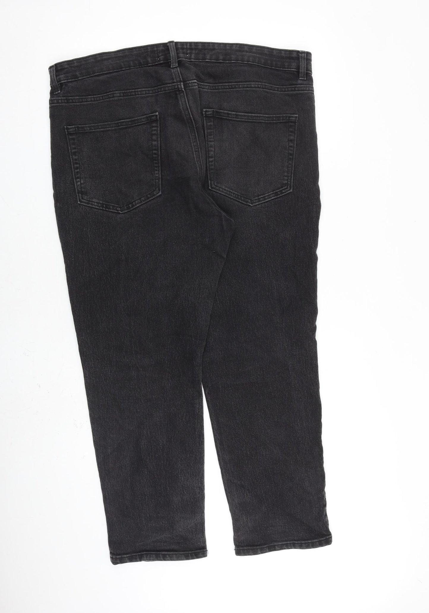 Easy Mens Grey Cotton Straight Jeans Size 38 in L27 in Regular Zip