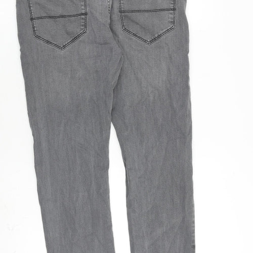 Marks and Spencer Mens Grey Cotton Straight Jeans Size 34 in L29 in Regular Zip