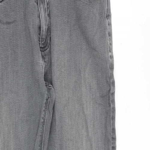 Marks and Spencer Mens Grey Cotton Straight Jeans Size 34 in L29 in Regular Zip