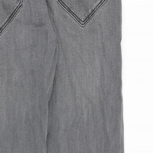 Marks and Spencer Mens Grey Cotton Straight Jeans Size 34 in L29 in Regular Zip