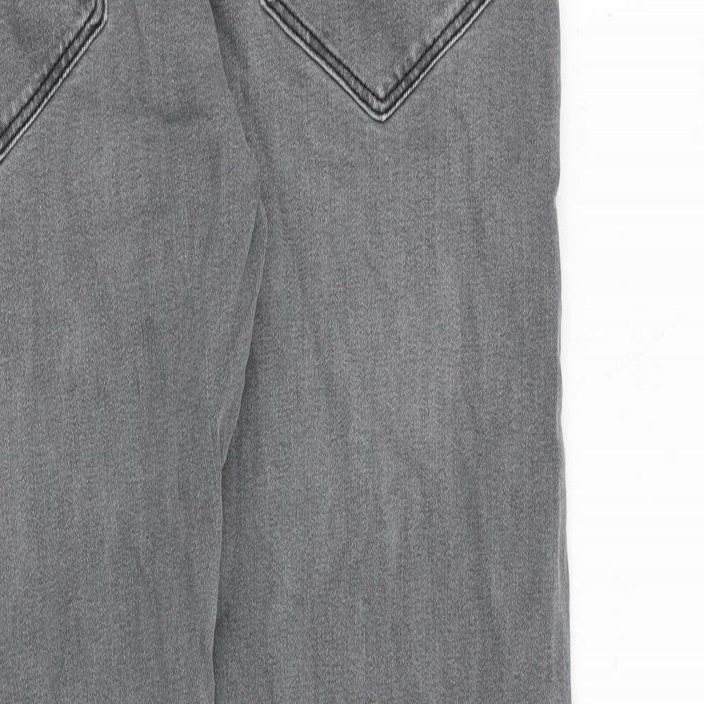 Marks and Spencer Mens Grey Cotton Straight Jeans Size 34 in L29 in Regular Zip