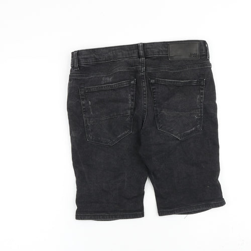 River Island Mens Black Cotton Chino Shorts Size 30 in L11 in Regular Zip