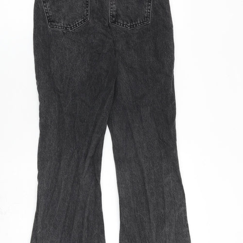 Topshop Womens Grey Cotton Wide-Leg Jeans Size 26 in L30 in Regular Zip
