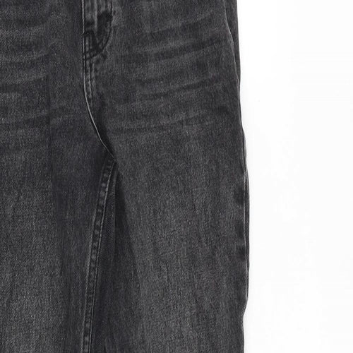 Topshop Womens Grey Cotton Wide-Leg Jeans Size 26 in L30 in Regular Zip