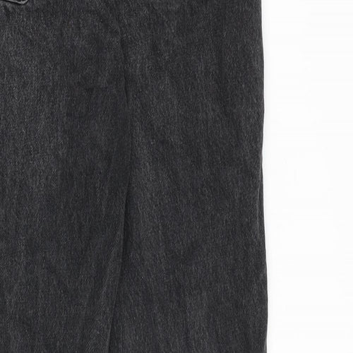 Topshop Womens Grey Cotton Wide-Leg Jeans Size 26 in L30 in Regular Zip