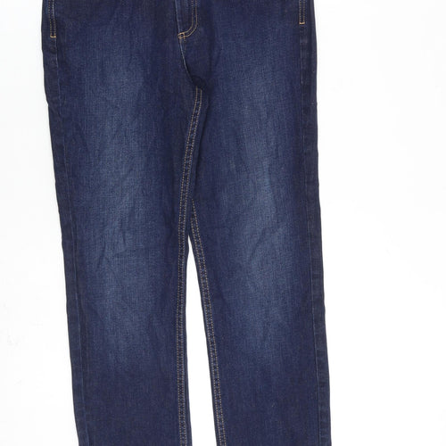 Marks and Spencer Womens Blue Cotton Straight Jeans Size 10 L28 in Regular Zip