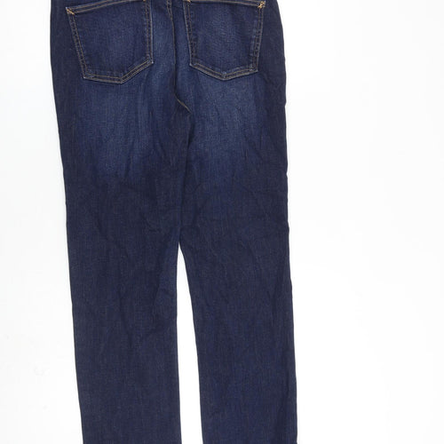 Marks and Spencer Womens Blue Cotton Straight Jeans Size 10 L28 in Regular Zip