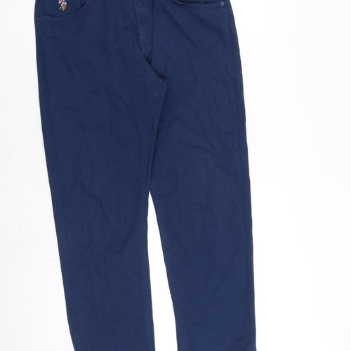 US Polo Assn. Mens Blue Cotton Trousers Size 33 in L28 in Regular Zip