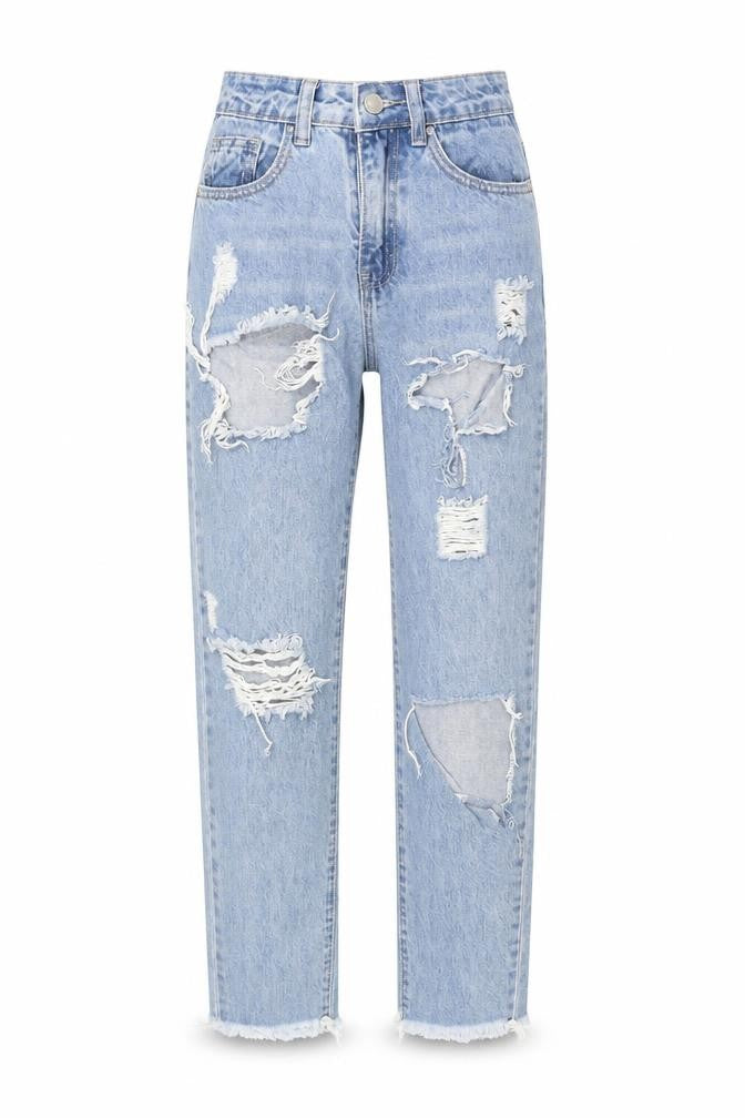 Missguided Womens Blue Cotton Mom Jeans Size 6 L26 in Regular Zip