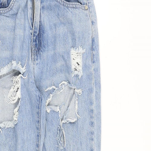 Missguided Womens Blue Cotton Mom Jeans Size 6 L26 in Regular Zip