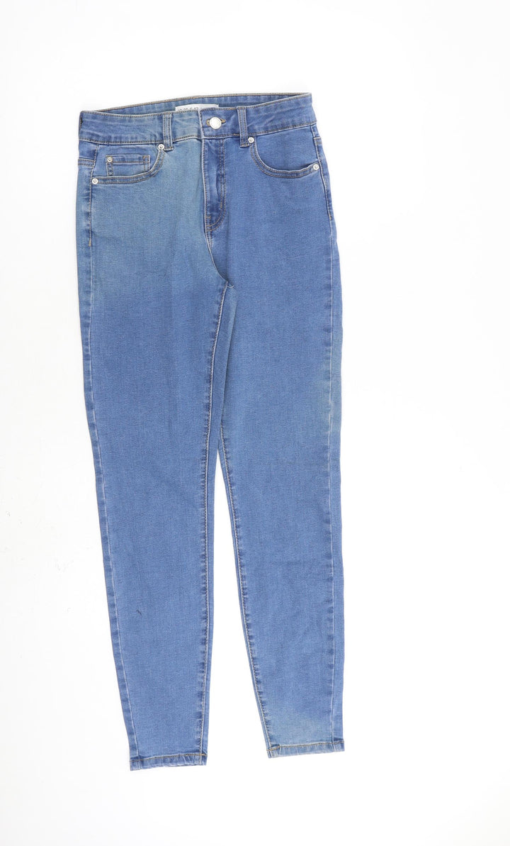 Marks and Spencer Womens Blue Cotton Skinny Jeans Size 10 L28 in Regular Zip