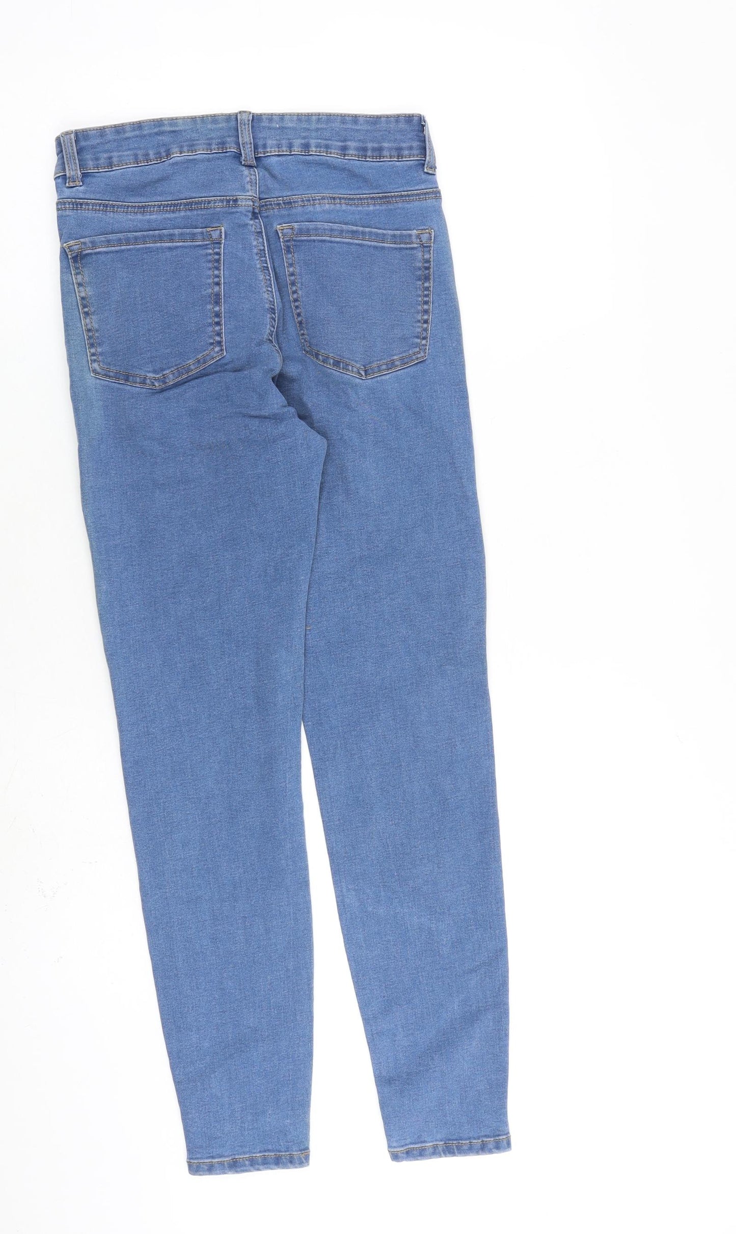 Marks and Spencer Womens Blue Cotton Skinny Jeans Size 10 L28 in Regular Zip