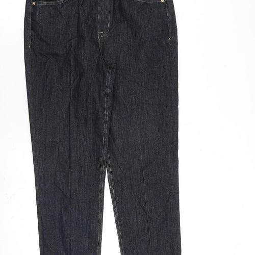 Marks and Spencer Womens Blue Cotton Boyfriend Jeans Size 30 in L27 in Regular Zip