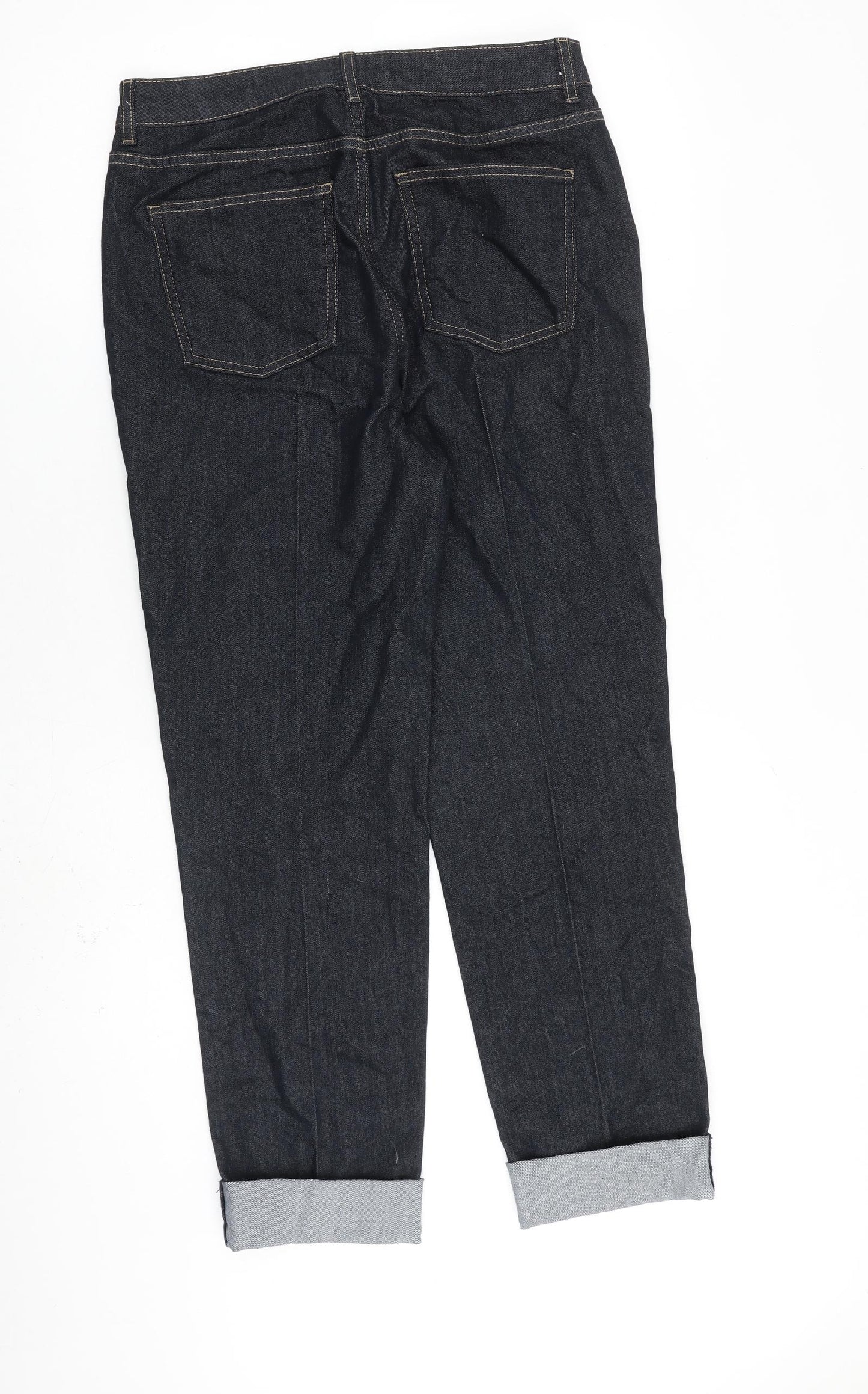 Marks and Spencer Womens Blue Cotton Boyfriend Jeans Size 30 in L27 in Regular Zip