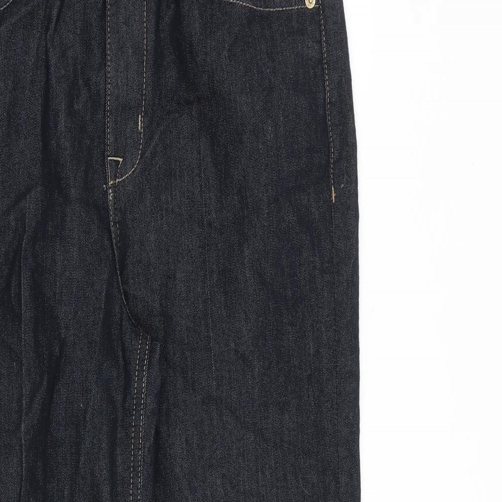 Marks and Spencer Womens Blue Cotton Boyfriend Jeans Size 30 in L27 in Regular Zip