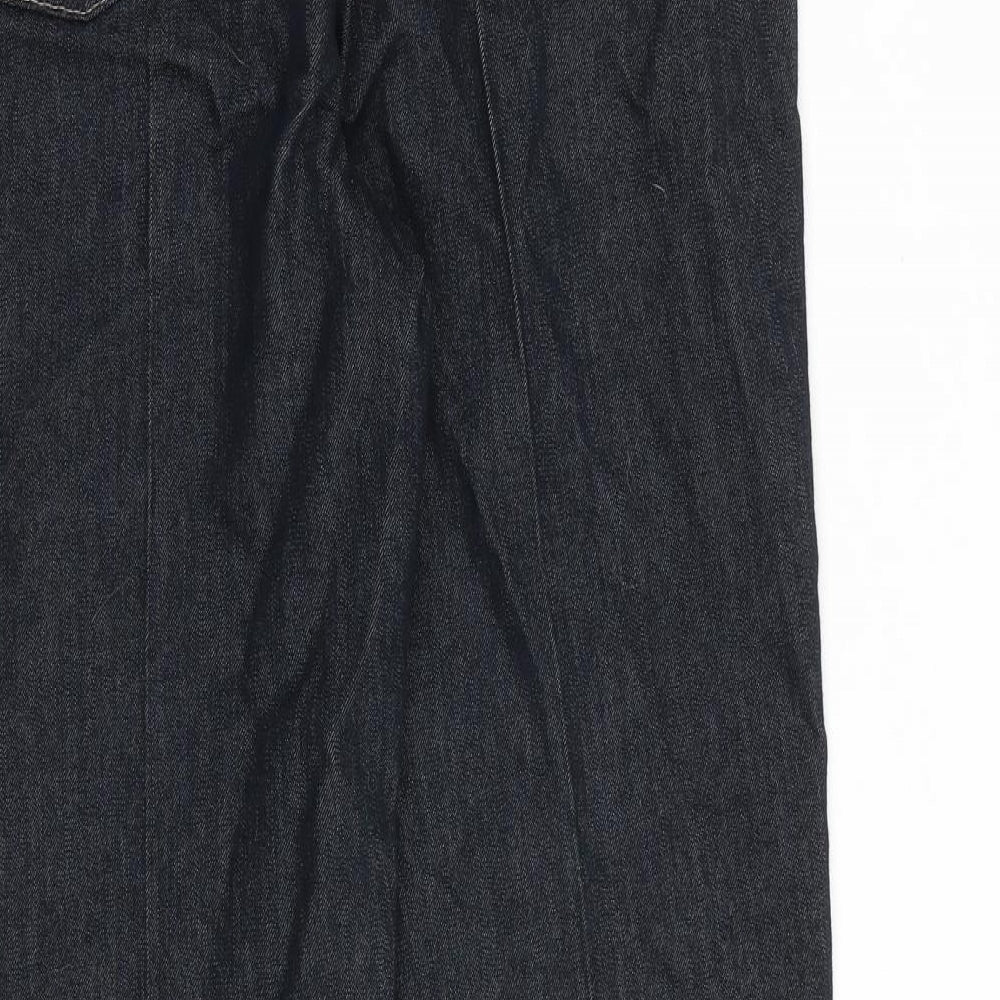 Marks and Spencer Womens Blue Cotton Boyfriend Jeans Size 30 in L27 in Regular Zip
