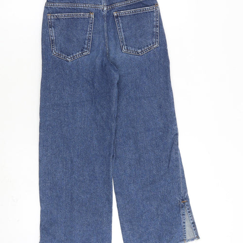 Zara Girls Blue 100% Cotton Straight Jeans Size 9 Years L22.5 in Regular Zip