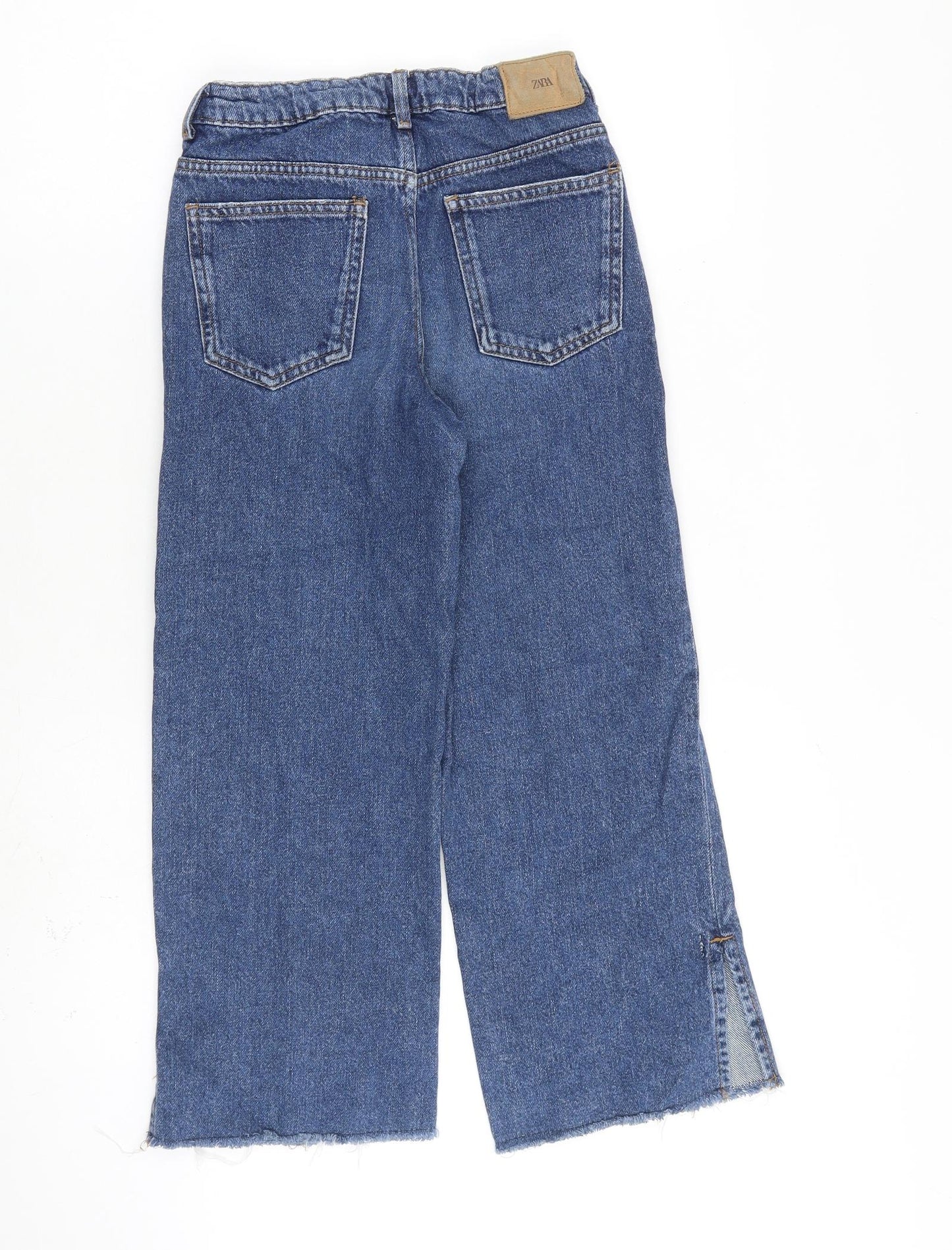 Zara Girls Blue 100% Cotton Straight Jeans Size 9 Years L22.5 in Regular Zip