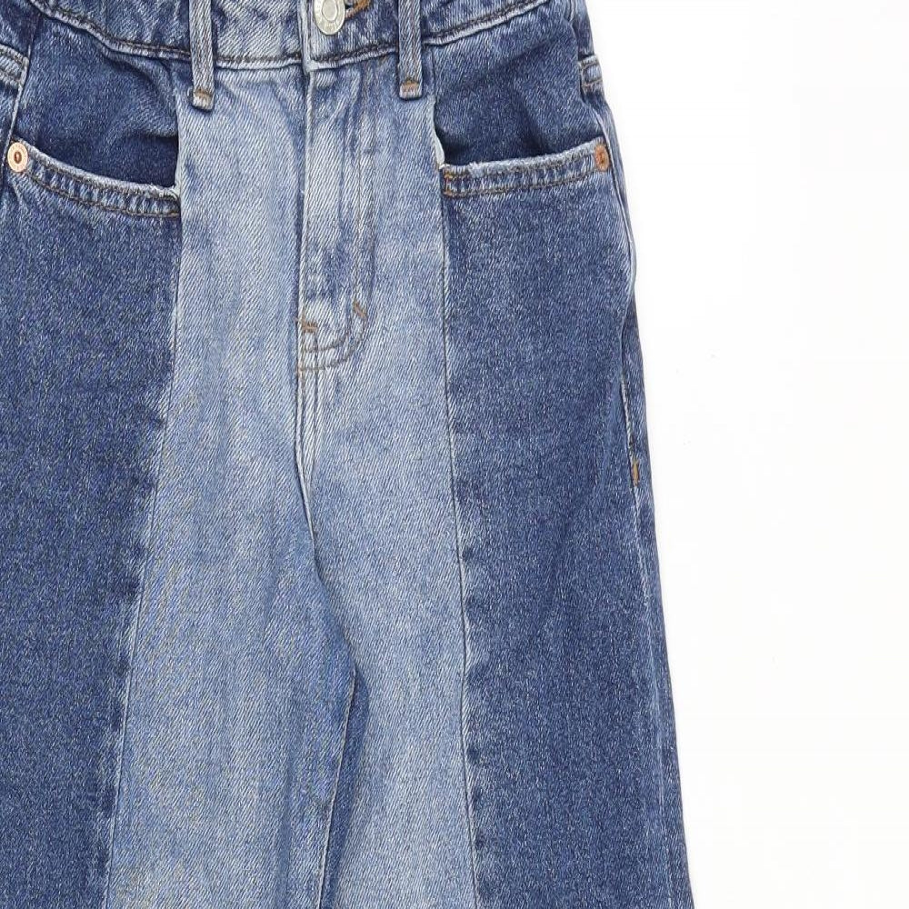 Zara Girls Blue 100% Cotton Straight Jeans Size 9 Years L22.5 in Regular Zip