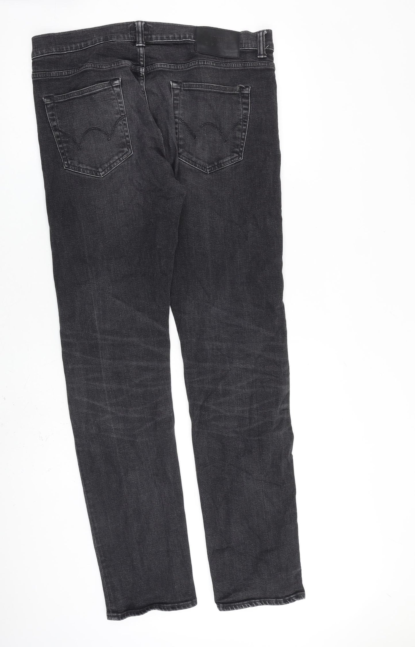 Edwin Mens Black Cotton Straight Jeans Size 36 in L34 in Regular Zip