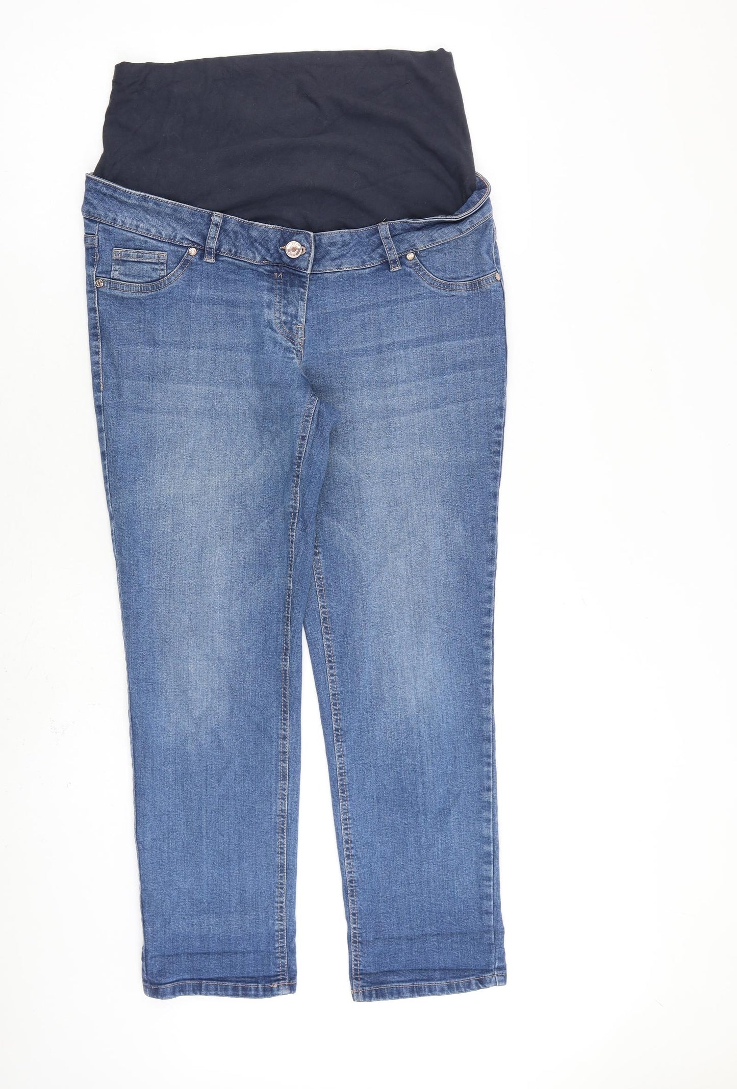 NEXT Womens Blue Cotton Straight Jeans Size 12 L27 in Regular Button