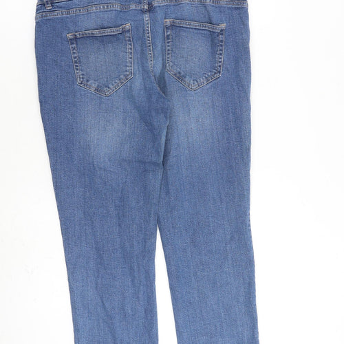 NEXT Womens Blue Cotton Straight Jeans Size 12 L27 in Regular Button