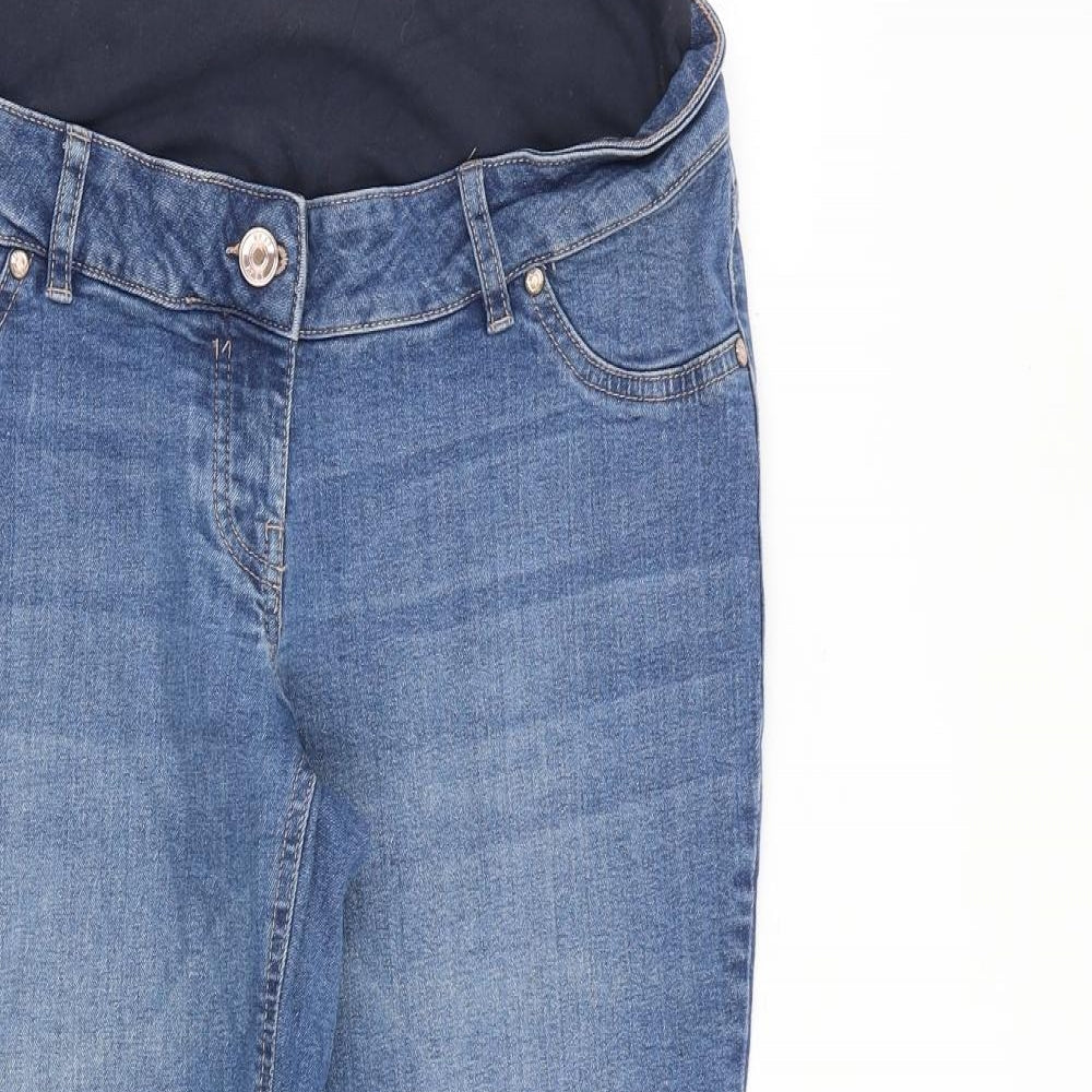 NEXT Womens Blue Cotton Straight Jeans Size 12 L27 in Regular Button