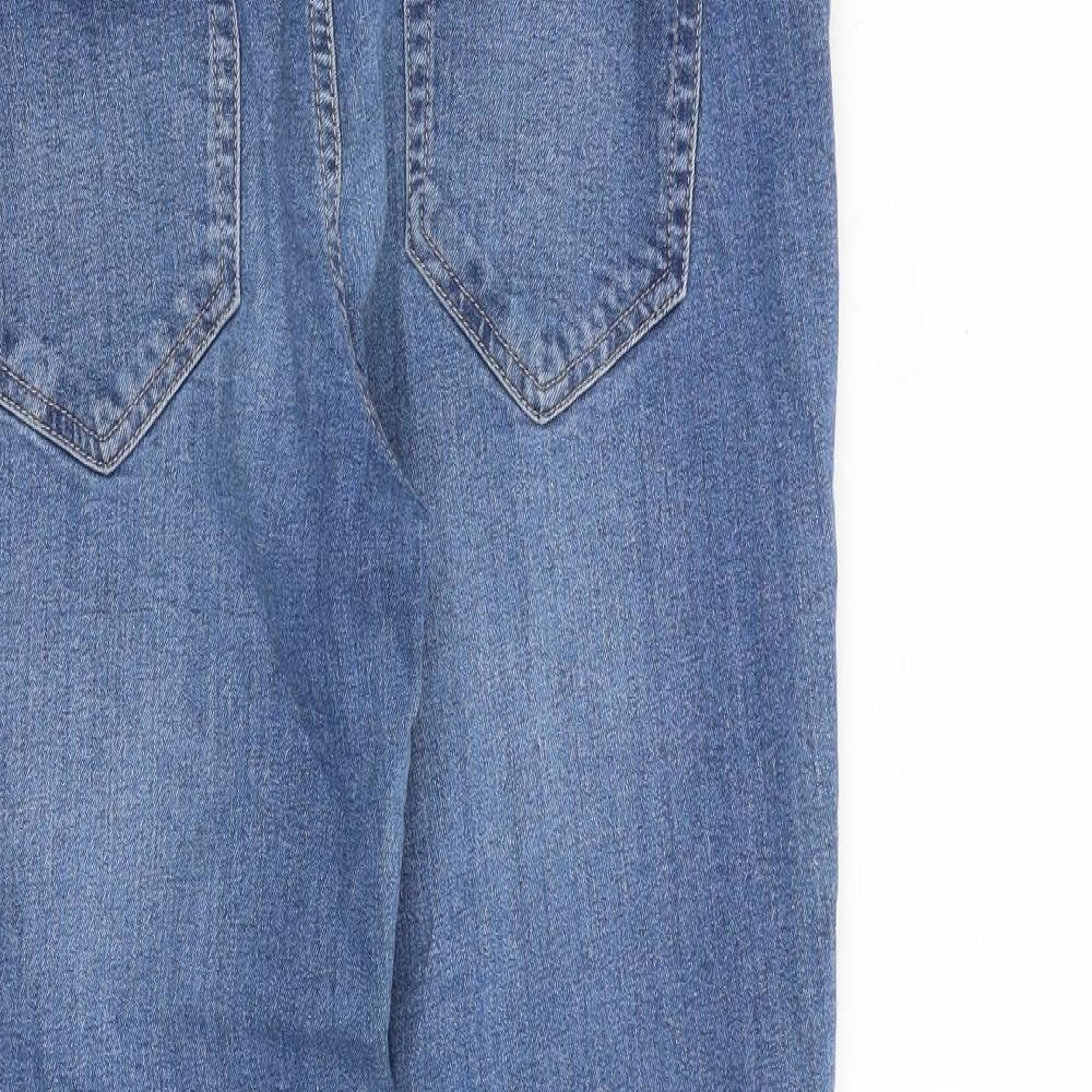 NEXT Womens Blue Cotton Straight Jeans Size 12 L27 in Regular Button