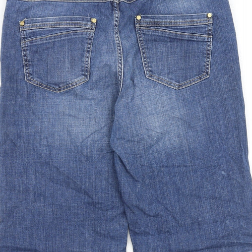 Marks and Spencer Womens Blue Cotton Skimmer Shorts Size 14 L13 in Regular Zip