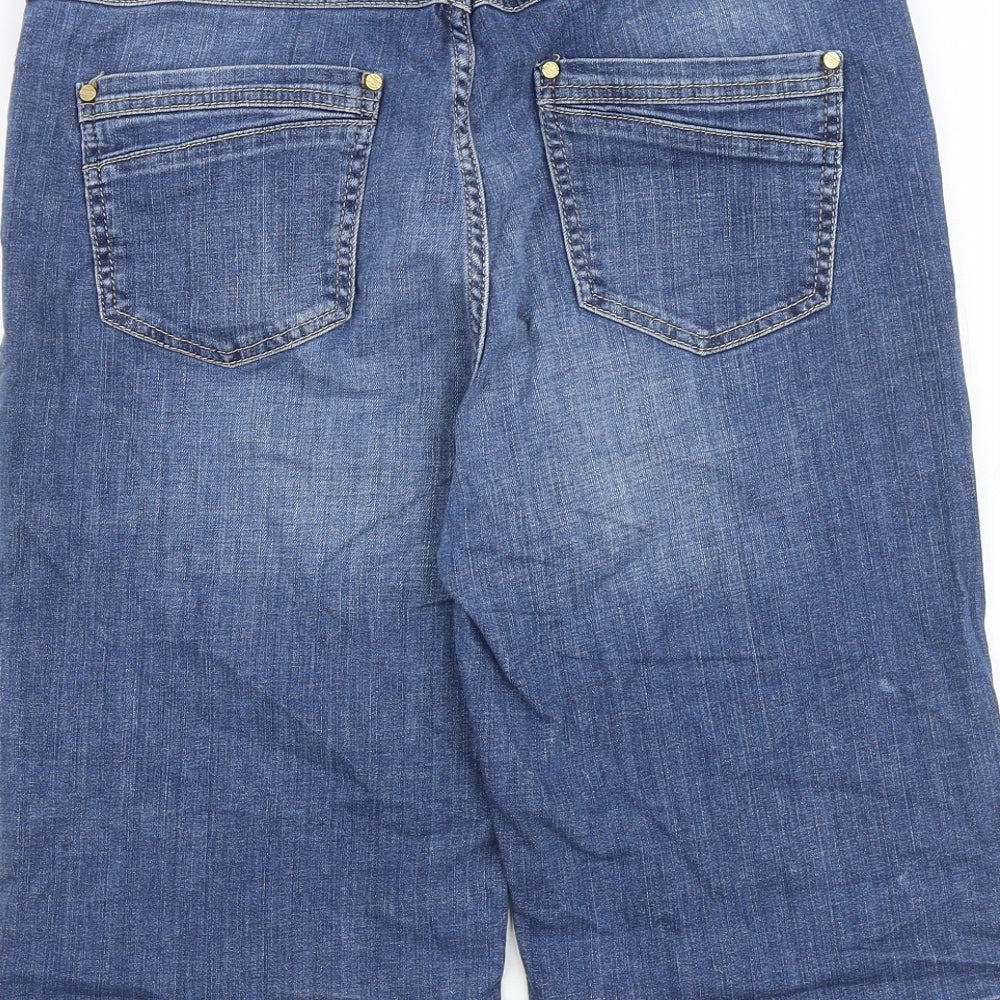 Marks and Spencer Womens Blue Cotton Skimmer Shorts Size 14 L13 in Regular Zip