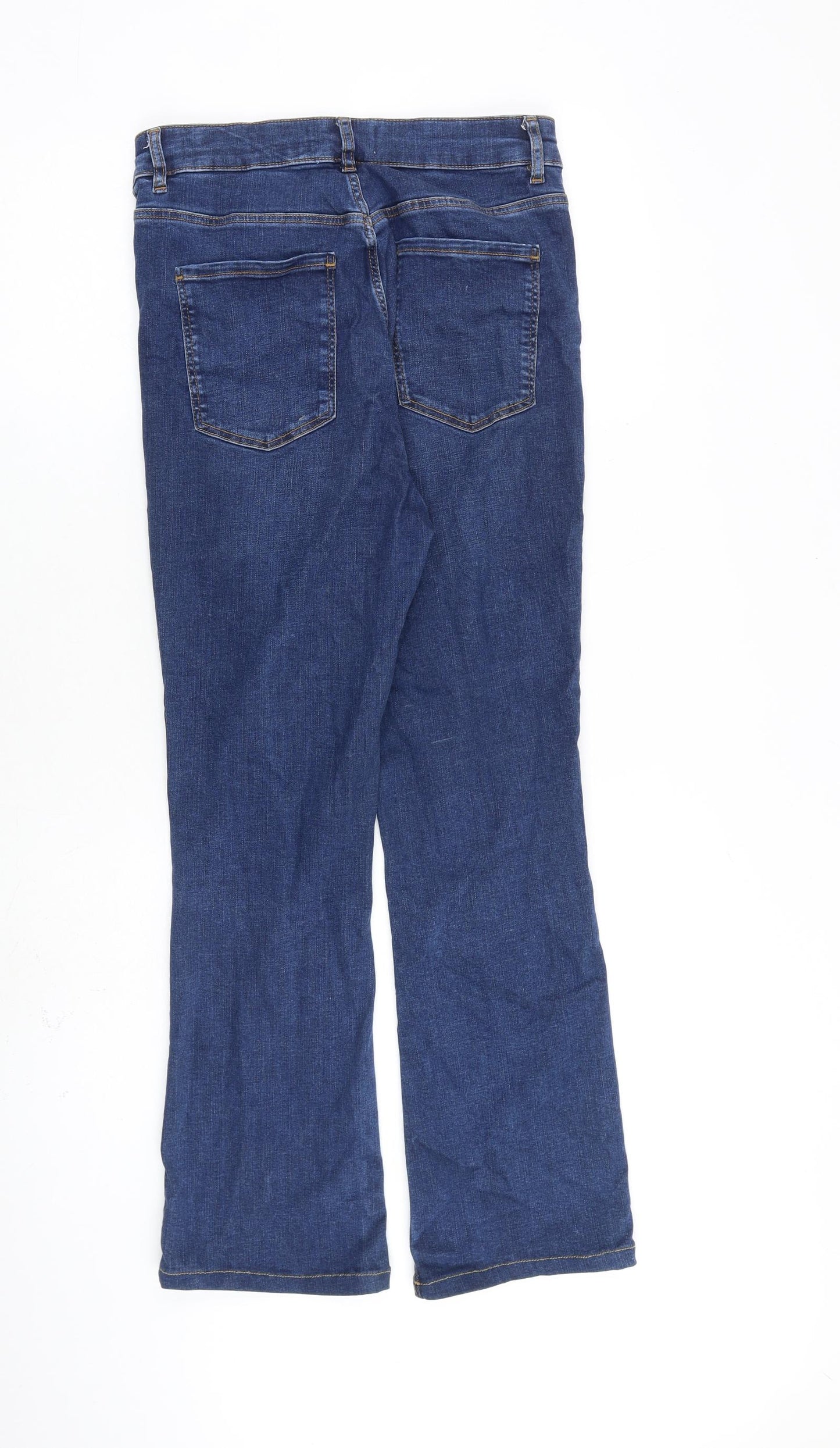 Per Una Womens Blue Cotton Tapered Jeans Size 12 L28 in Regular Zip
