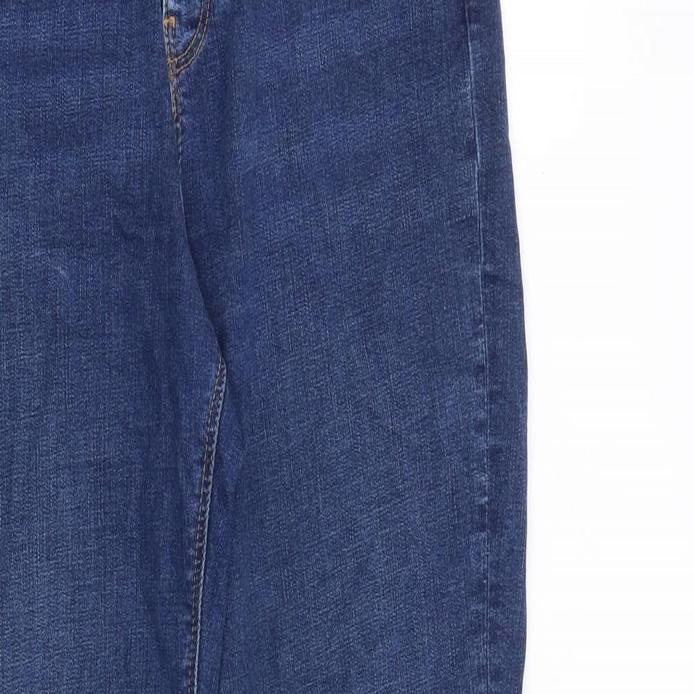 Per Una Womens Blue Cotton Tapered Jeans Size 12 L28 in Regular Zip