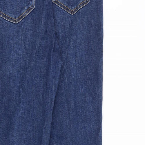 Per Una Womens Blue Cotton Tapered Jeans Size 12 L28 in Regular Zip