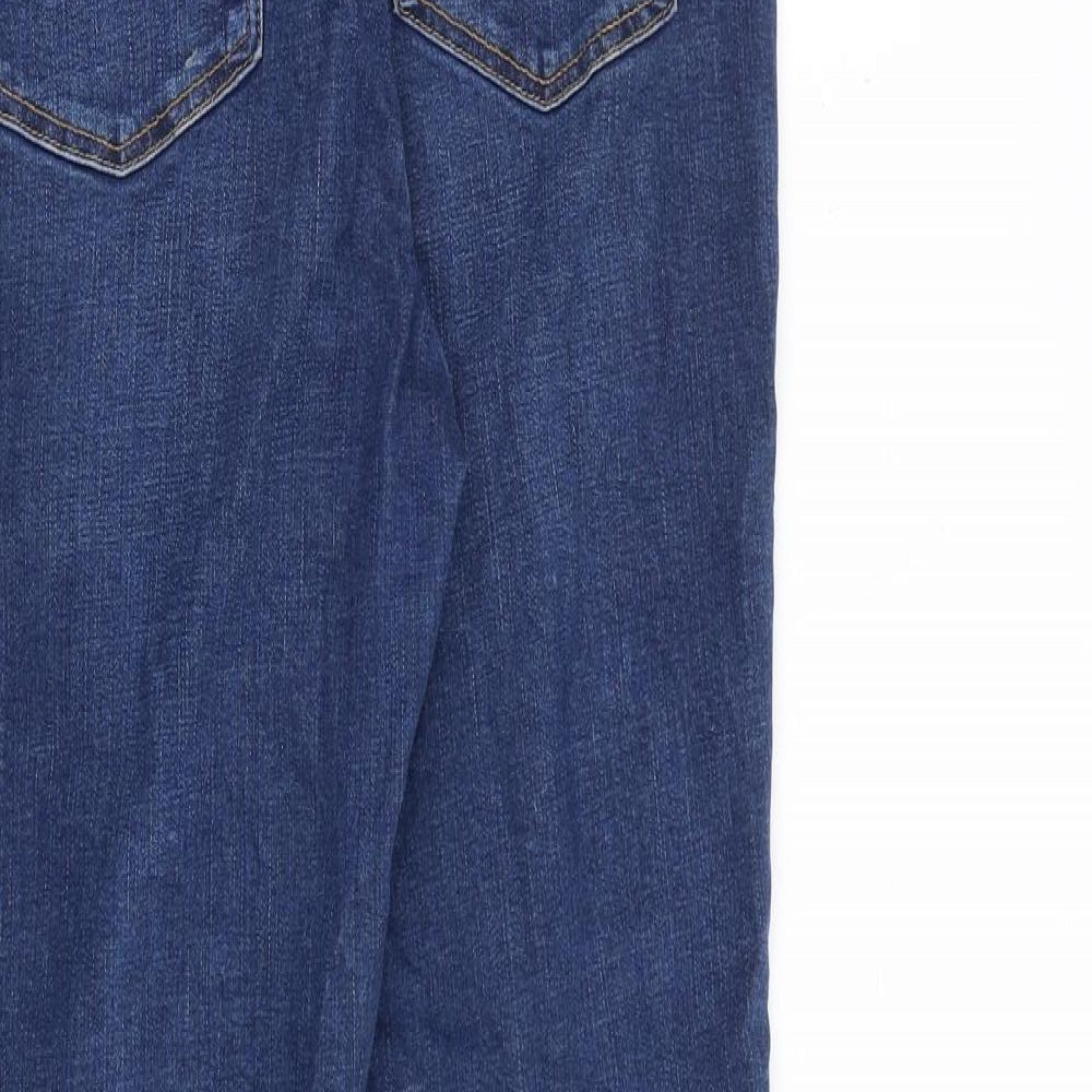 Per Una Womens Blue Cotton Tapered Jeans Size 12 L28 in Regular Zip