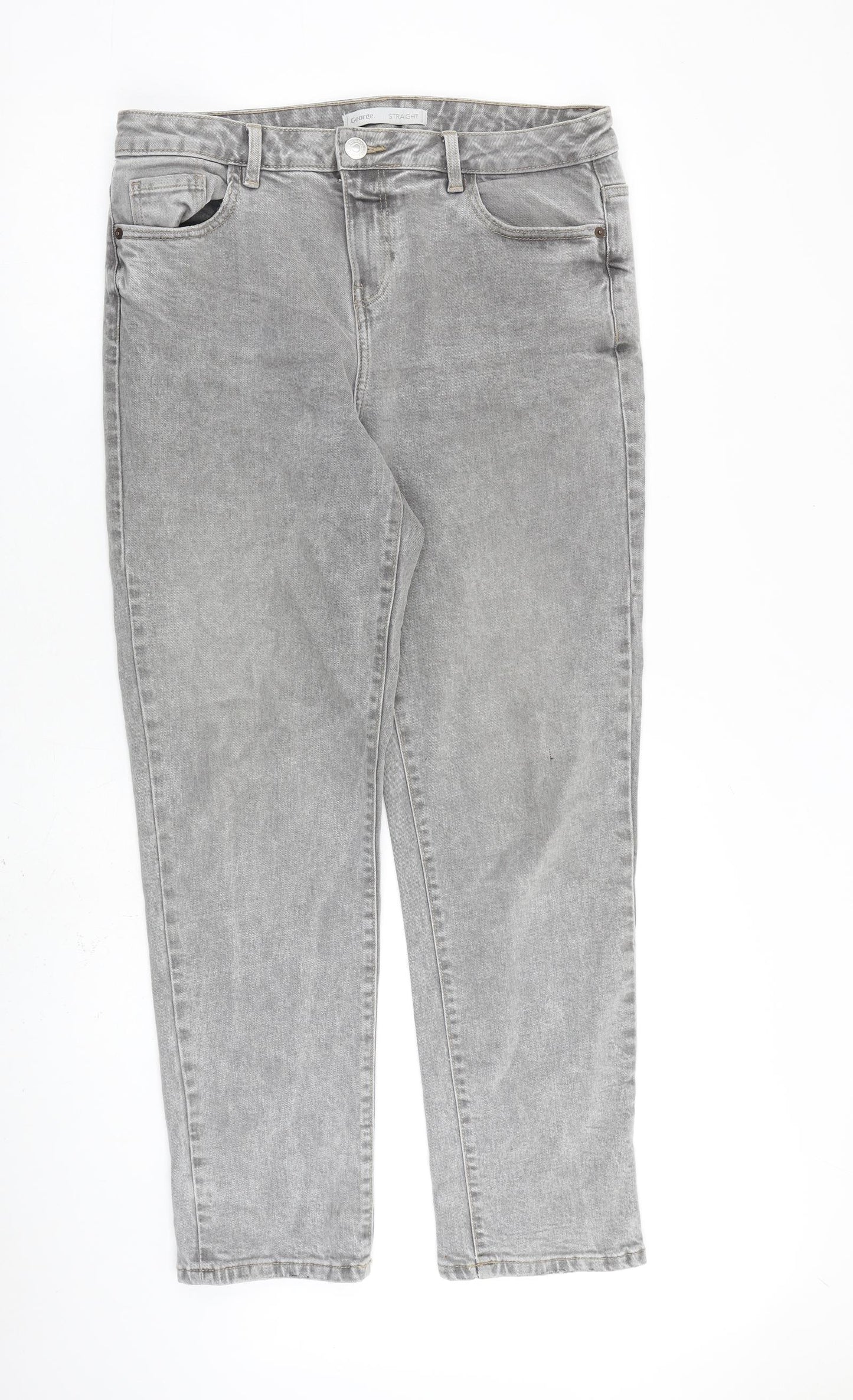 George Womens Grey Cotton Skinny Jeans Size 14 L30 in Regular Zip