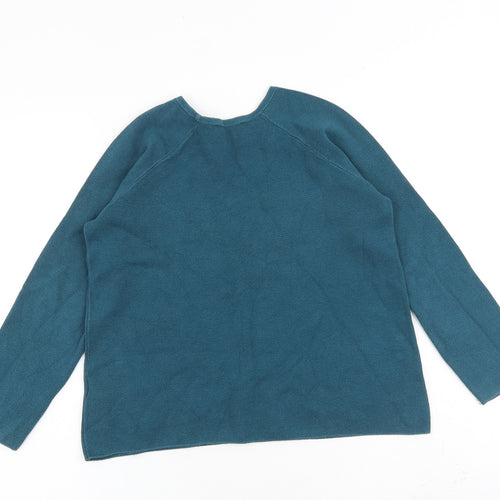 Massimo Dutti Girls Green Round Neck 100% Cotton Pullover Jumper Size 9-10 Years Pullover