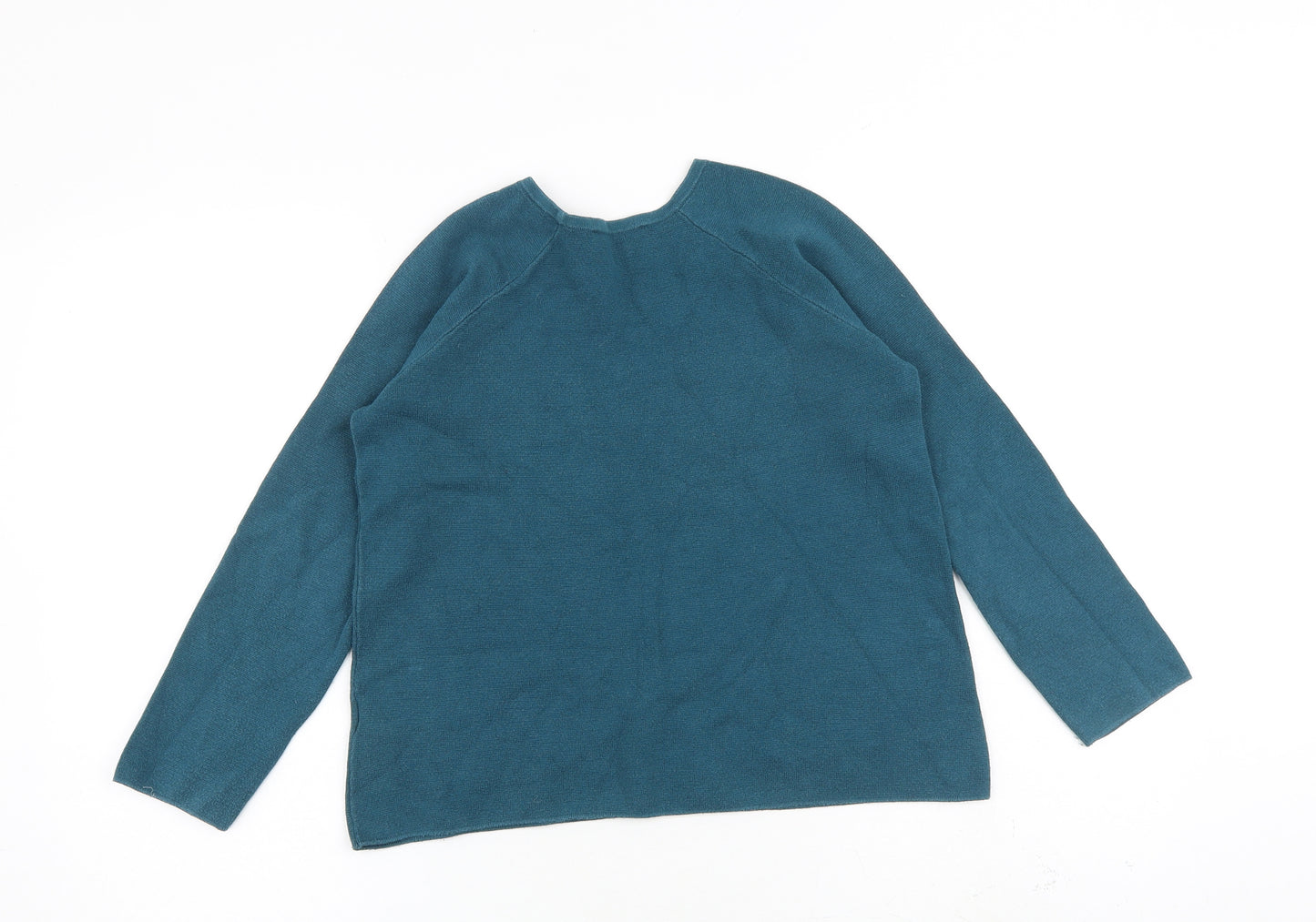 Massimo Dutti Girls Green Round Neck 100% Cotton Pullover Jumper Size 9-10 Years Pullover