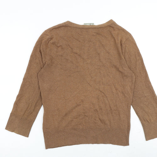 Wallis Womens Brown V-Neck Cotton Cardigan Jumper Size 10