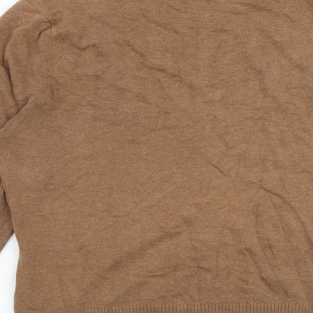 Wallis Womens Brown V-Neck Cotton Cardigan Jumper Size 10
