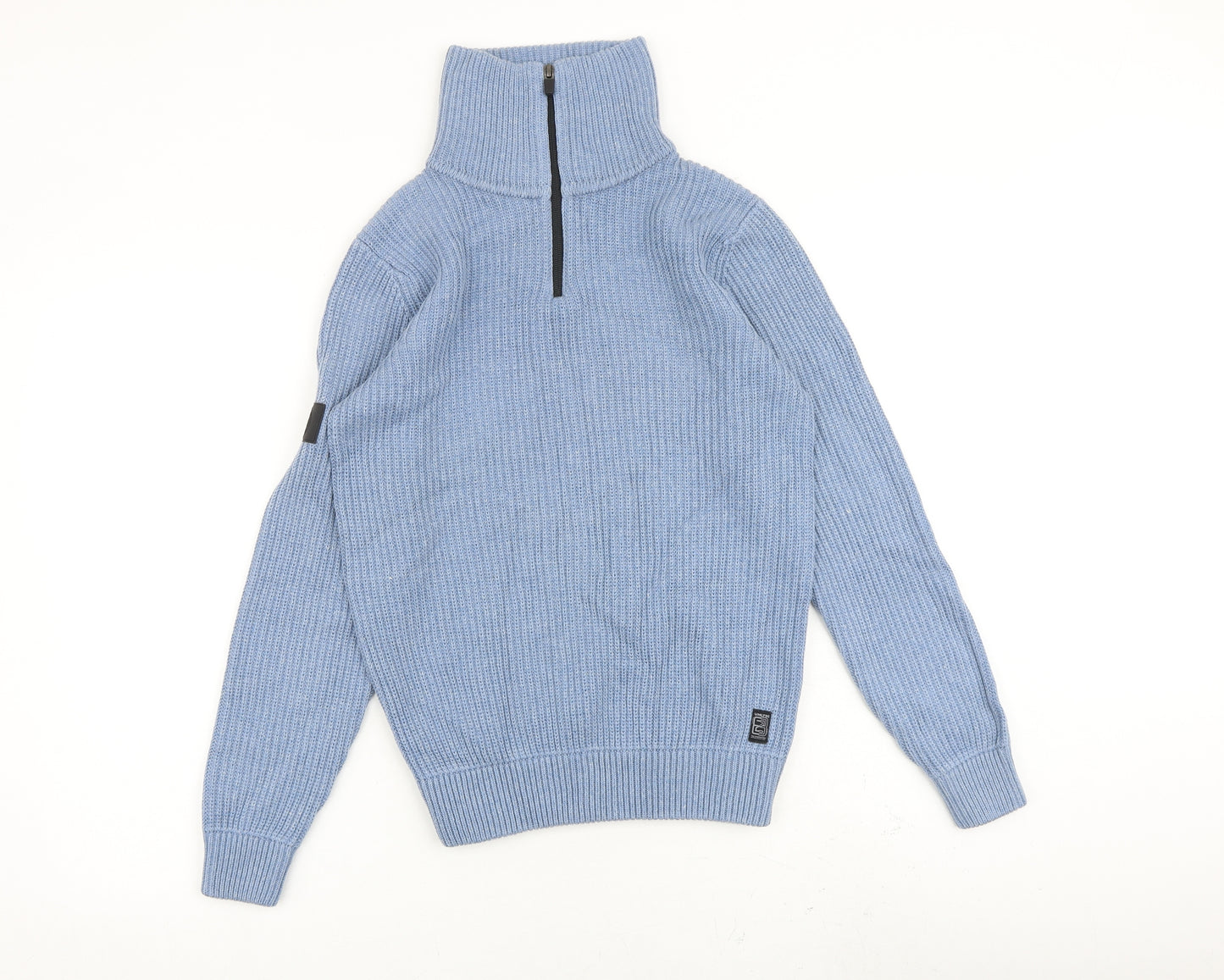 NEXT Boys Blue High Neck Acrylic Pullover Jumper Size 14 Years Zip