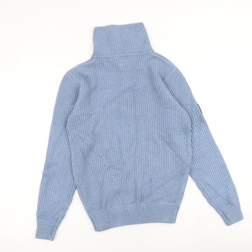 NEXT Boys Blue High Neck Acrylic Pullover Jumper Size 14 Years Zip
