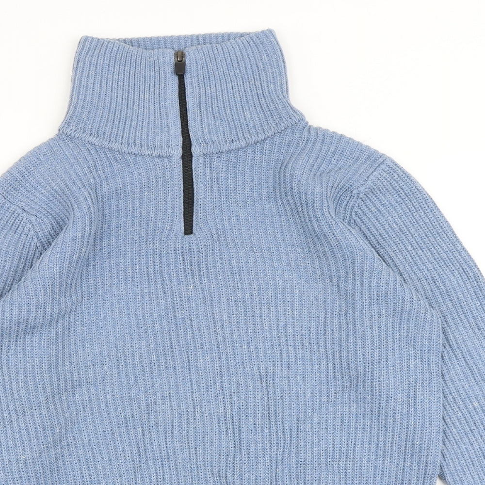 NEXT Boys Blue High Neck Acrylic Pullover Jumper Size 14 Years Zip