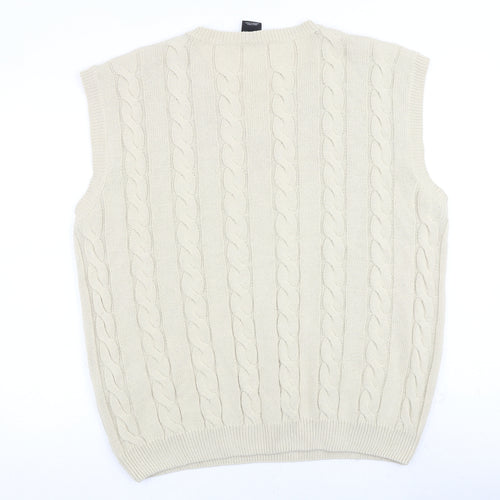 Iets Frans Mens Beige V-Neck Acrylic Vest Jumper Size L Sleeveless