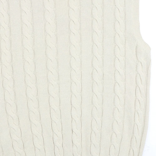 Iets Frans Mens Beige V-Neck Acrylic Vest Jumper Size L Sleeveless