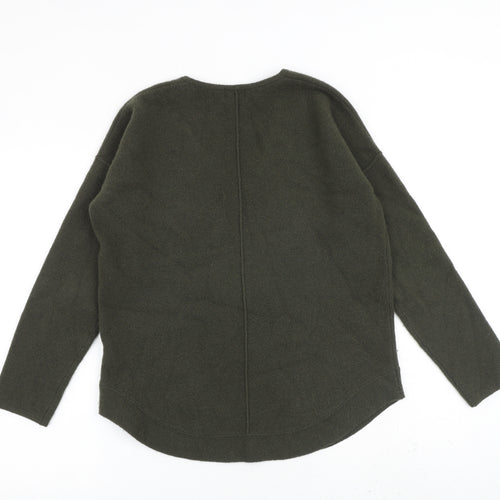 Jigsaw Womens Green V-Neck Wool Pullover Jumper Size M