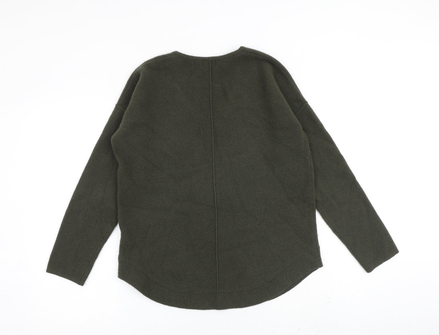 Jigsaw Womens Green V-Neck Wool Pullover Jumper Size M
