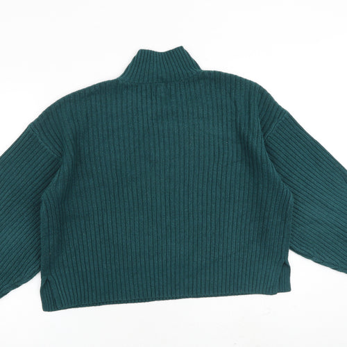 River Island Womens Green Mock Neck Acrylic Pullover Jumper Size M