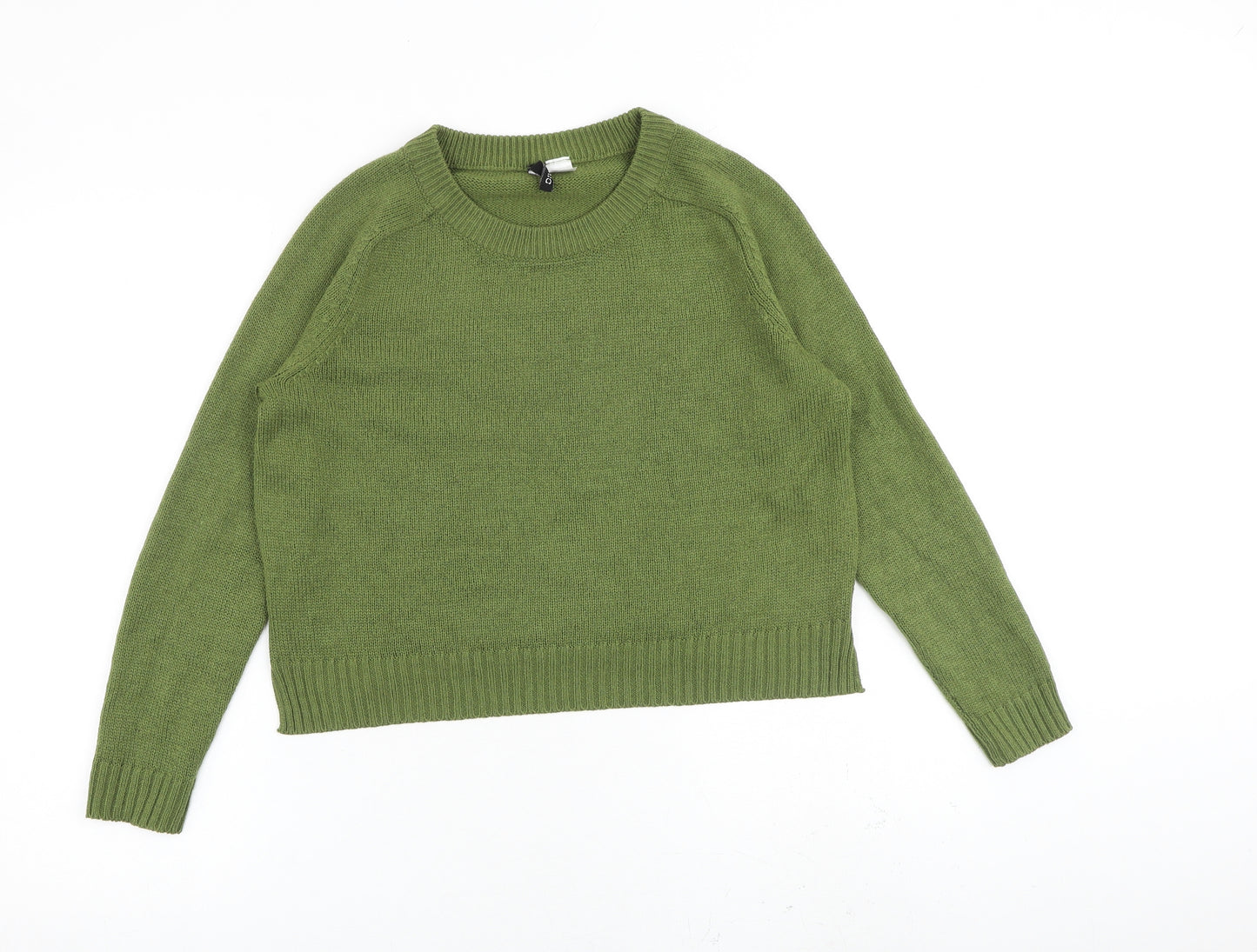 H&M Womens Green Round Neck Acrylic Pullover Jumper Size S